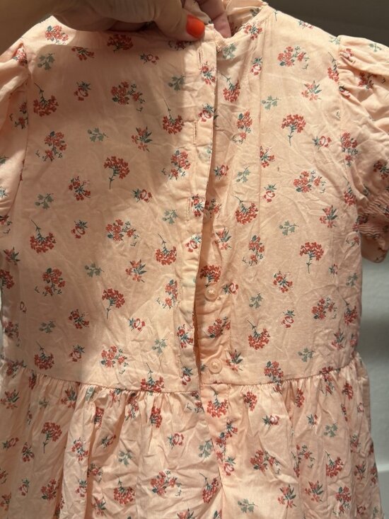 Janie and Jack Pink Smocked Floral Dress Size 6 Puff Sleeve 100% Cotton - Picture 6 of 9